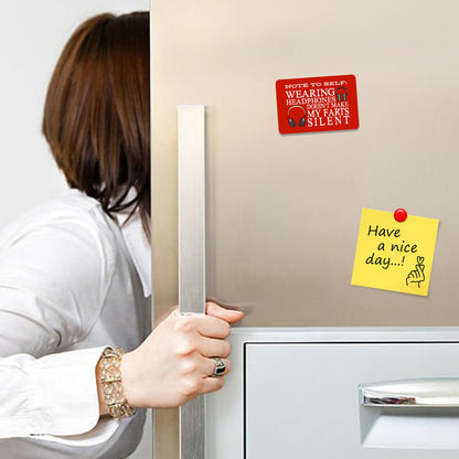 Kruzroyal FM166 Note to self - wearing headphones doesn't make my farts silent Novelty Funny Gift Idea Glossy Rectangle Metal Fridge Magnet