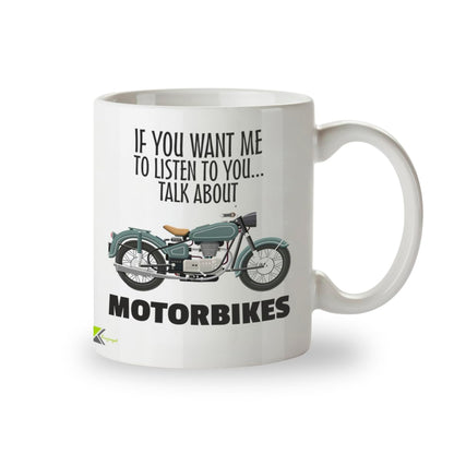 Kruzroyal Motorbike Gift for Men Mug, Talk About Motorbikes, Bike Lovers, Funny Novelty Coffee Tea Mug 11OZ