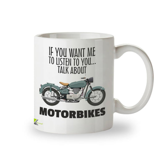 Kruzroyal Motorbike Gift for Men Mug, Talk About Motorbikes, Bike Lovers, Funny Novelty Coffee Tea Mug 11OZ