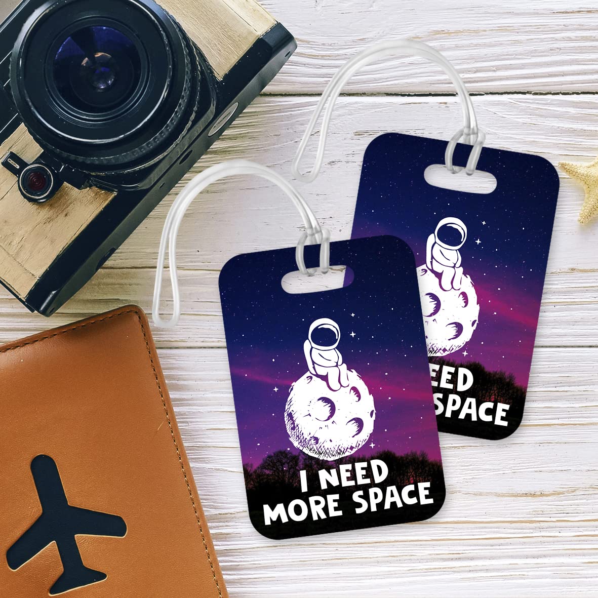 LT045 I Need More Space Novelty Funny Unique Designer Gift Glossy Plastic Suitcase Luggage Tag