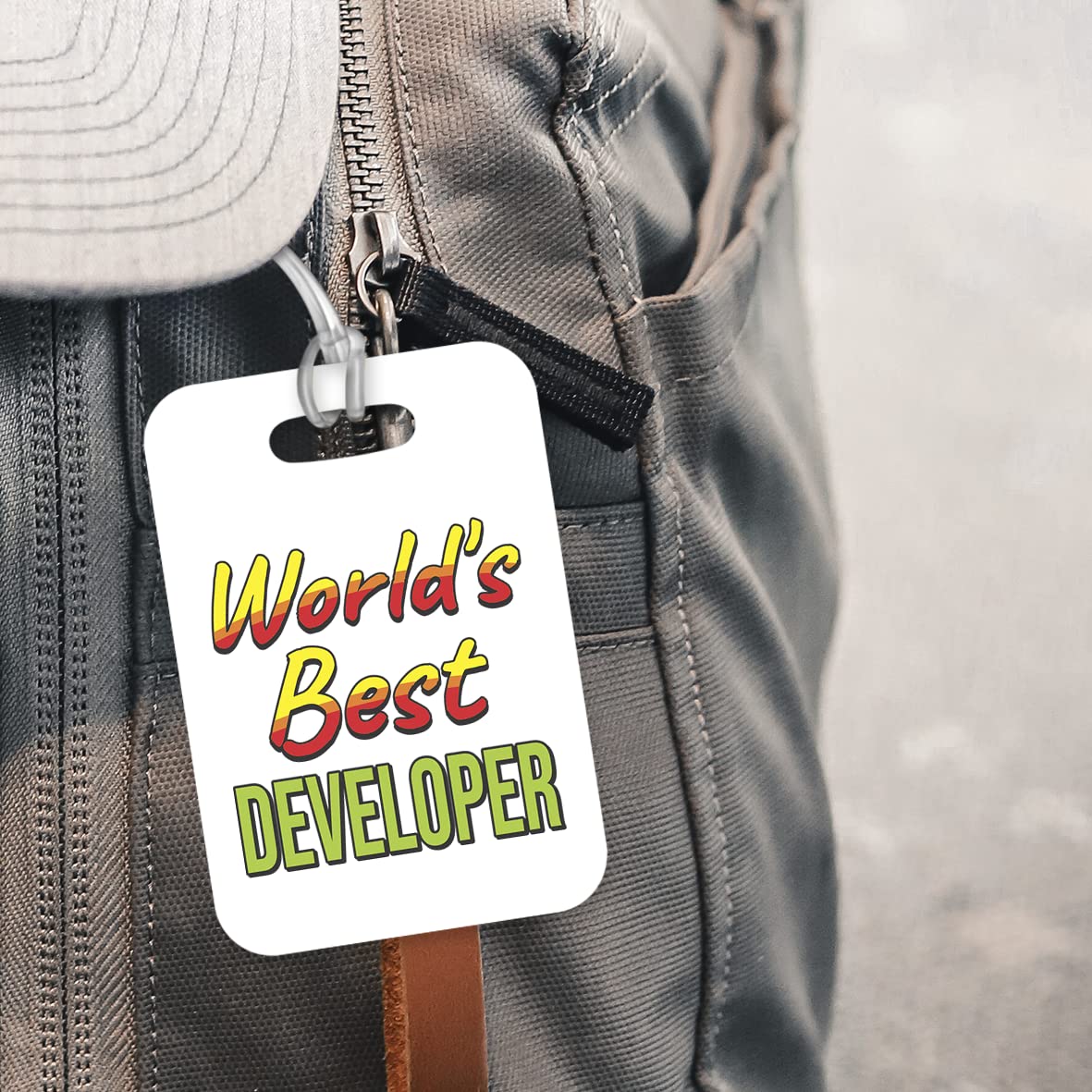 LT481 World's Best Developer Novelty Funny Unique Designer Gift, Suitcase, Glossy Plastic Luggage Tag for Developer