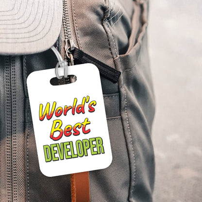 LT481 World's Best Developer Novelty Funny Unique Designer Gift, Suitcase, Glossy Plastic Luggage Tag for Developer