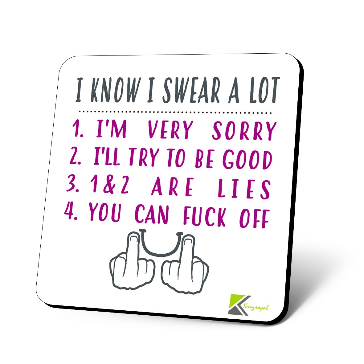 CS875 I Know i Swear a lot Rude Adult Novelty Funny Coffee Tea Drink Gift Glossy MDF Wooden Coaster