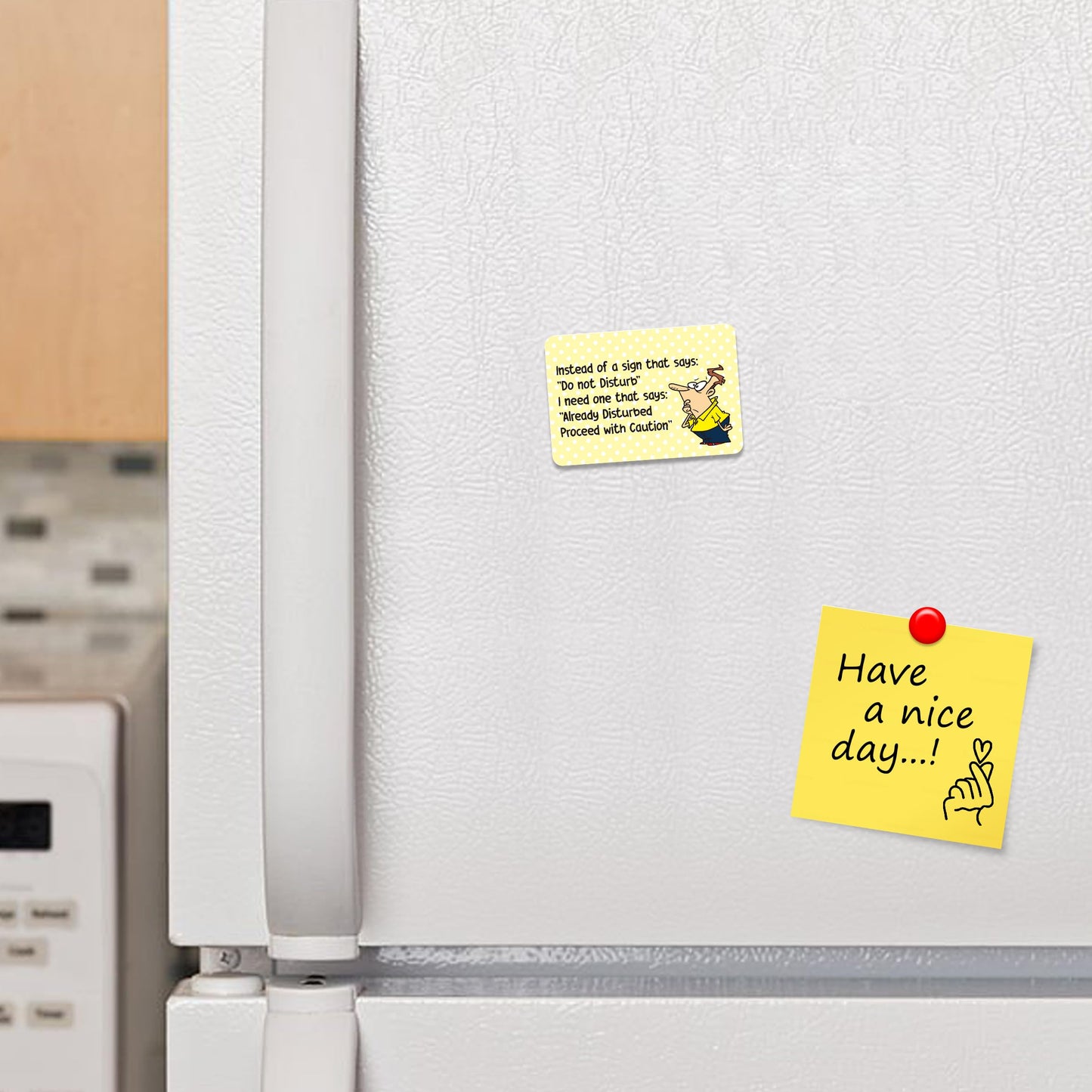 Kruzroyal FM159 Instead of a sign that says; "do not disturb" i need one that says; "already disturbed proceed with caution" Novelty Funny Gift Idea Glossy Rectangle Metal Fridge Magnet