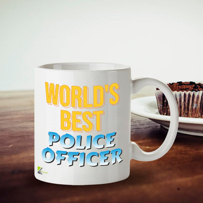 Kruzroyal DZ848 World's Best Police Officer Mug 11oz - White Ceramic Cup for Cop, PC - Ideal Birthday, Retirement, Passing Out Present