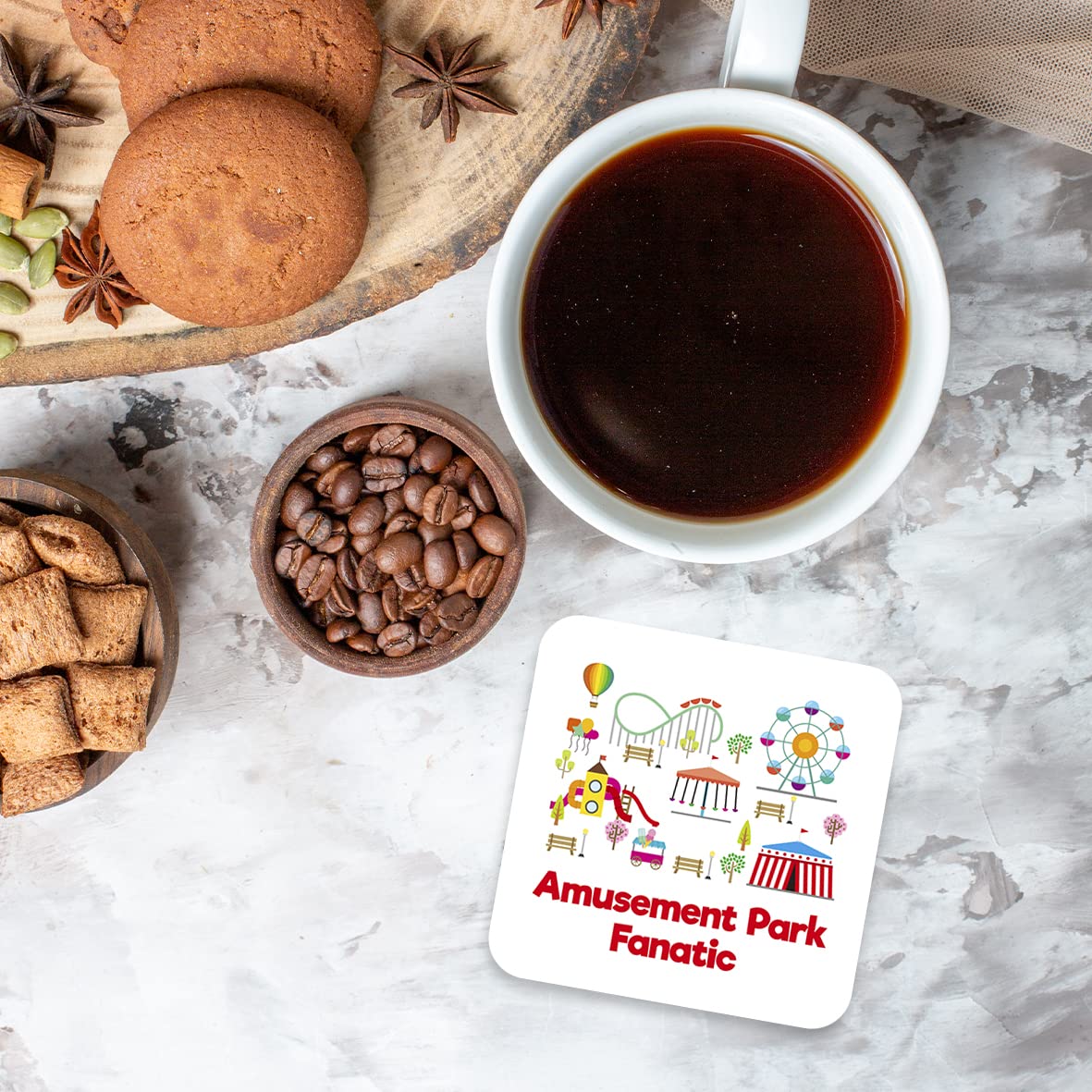 CS629 Amusement Park Fanatic Novelty Funny Coffee Tea Drink Gift Glossy MDF Wooden Coaster