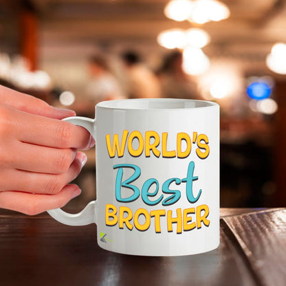 Kruzroyal DZ816 World's Best Brother Mug 11oz - White Ceramic Coffee Cup for Brother from Sister, Brother - Ideal Birthday or Holiday Present