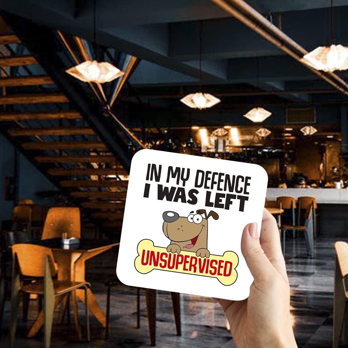 CS459 in My Defence i was Left Unsupervised Novelty Funny Coffee Tea Drink Gift Glossy MDF Wooden Coaster