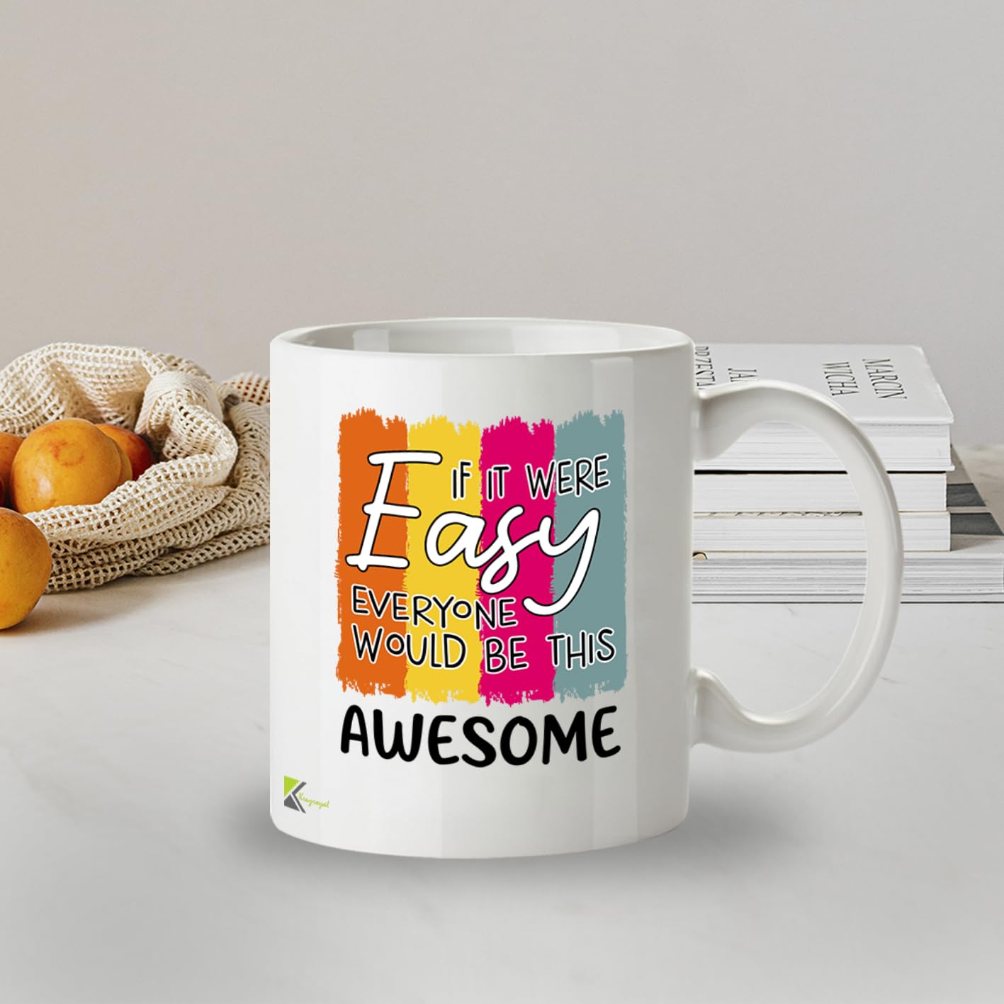 Kruzroyal Funny Inspirational Mug | If It were Easy Everyone Would Be This Awesome | Motivational Gift for Women Men Coworker | 11oz