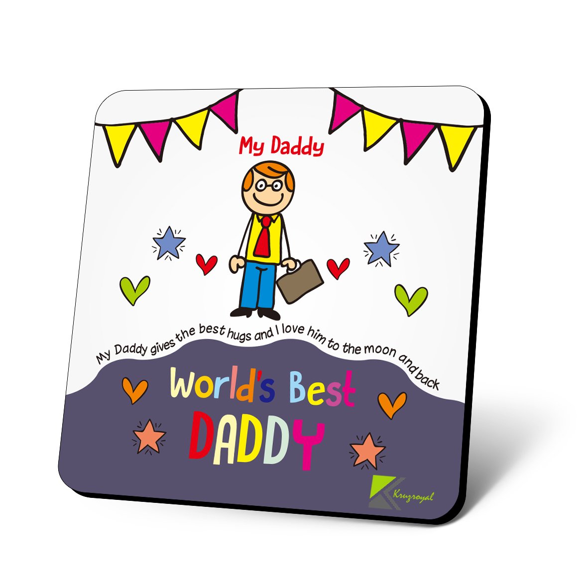 CS689 World's Best Daddy Novelty Funny Coffee Tea Drink Gift Glossy MDF Wooden Coaster