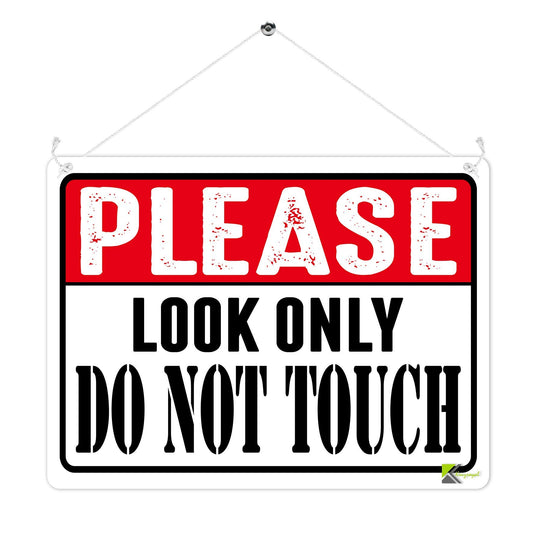Kruzroyal MP362 PLEASE LOOK ONLY, Do not touch. Funny Novelty Retro Vintage Metal Wall Sign Plaque 20cm x 15cm