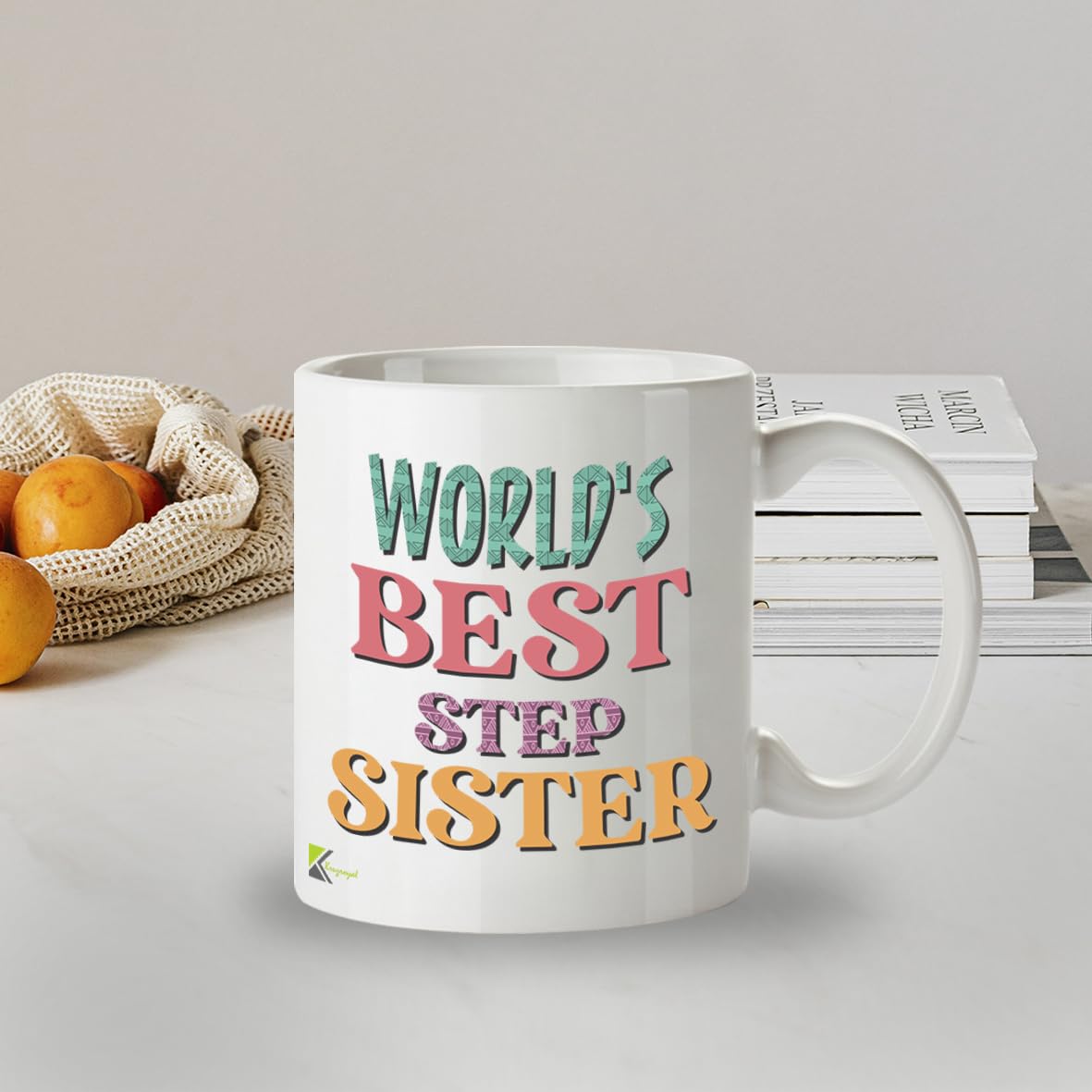 Kruzroyal DZ818 World's Best Step Sister Mug 11oz - White Ceramic Coffee & Tea Cup for Stepsister, Bonus Sister - Ideal Birthday or Holiday Present for Her