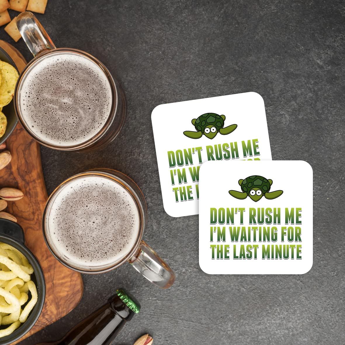 CS733 Don't Rush Me I'm Waiting for The Last Minute Novelty Funny Coffee Tea Drink Gift Glossy MDF Wooden Coaster