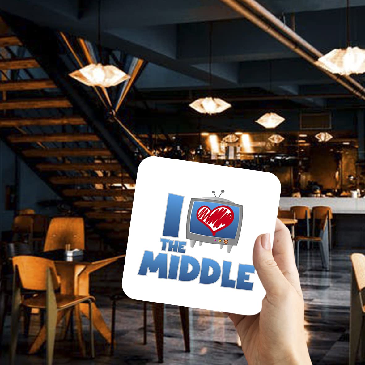 CS618 I Love The Middle Novelty Funny Coffee Tea Drink Gift Glossy MDF Wooden Coaster