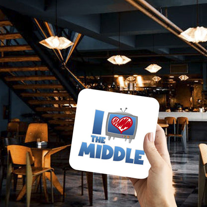 CS618 I Love The Middle Novelty Funny Coffee Tea Drink Gift Glossy MDF Wooden Coaster