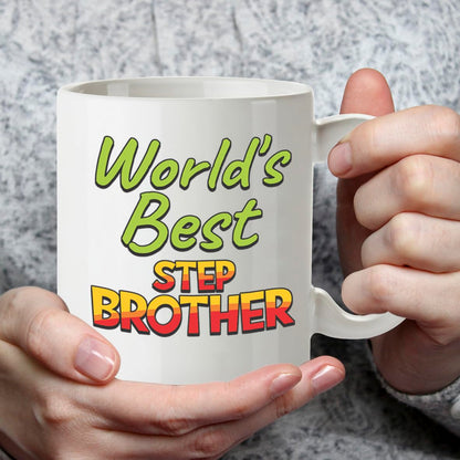 Kruzroyal DZ817 World's Best Step Brother Mug 11oz - White Ceramic Coffee Cup for Stepbrother, Bonus Brother - Birthday or Holiday Present for Him