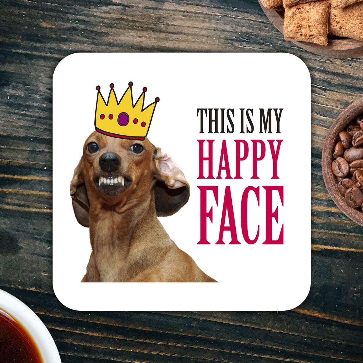 CS452 This is My Happy face Novelty Funny Coffee Tea Drink Gift Glossy MDF Wooden Coaster