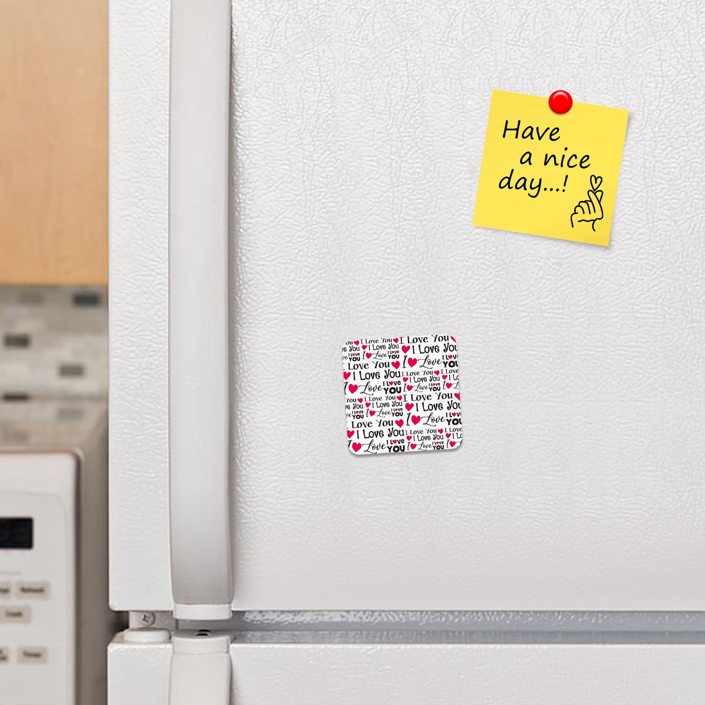 FM060 I love you I love U Novelty Funny Idea Glossy Metal Square Fridge Magnet