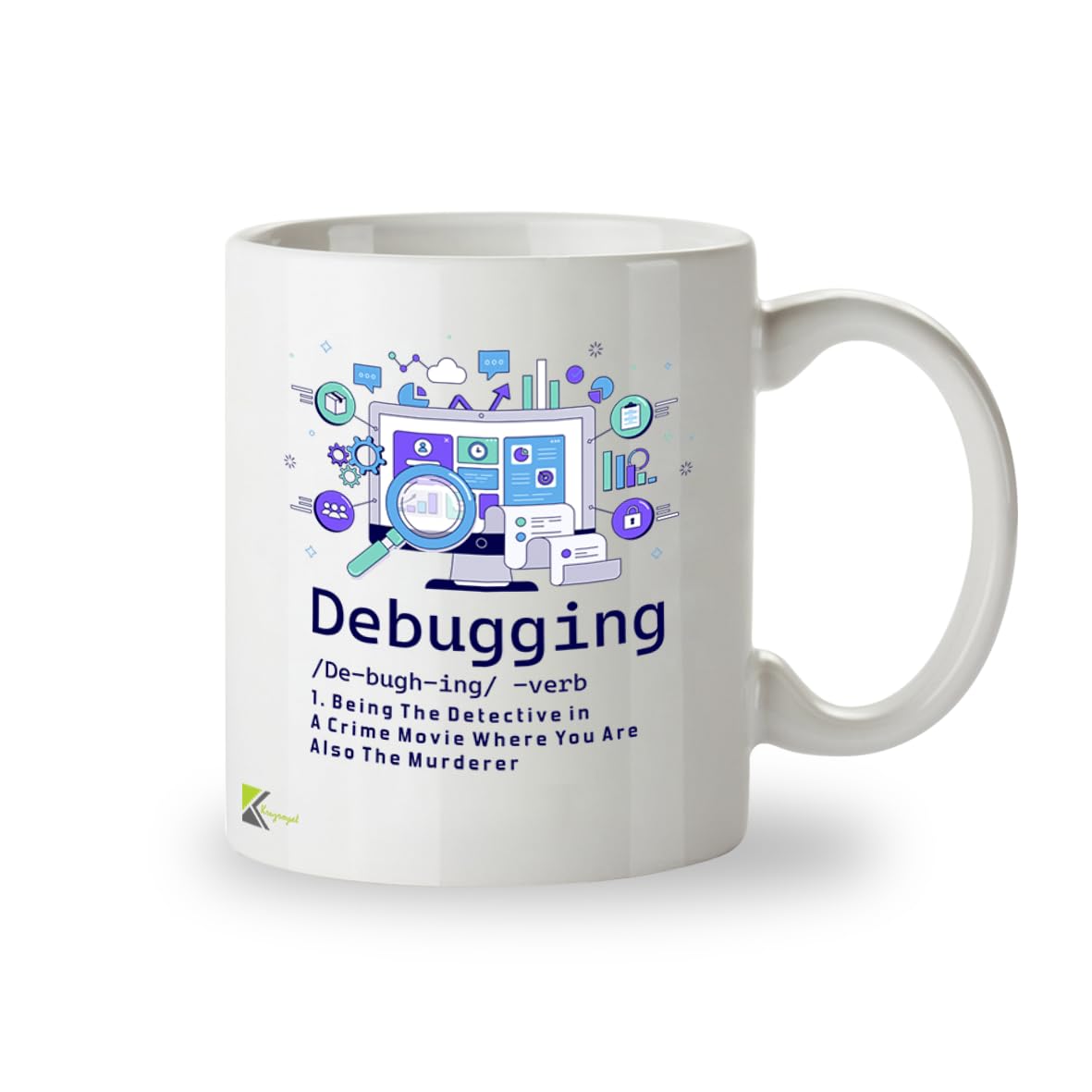 Kruzroyal DZ944 Debugging Definition Coffee Mug - Funny 11oz White Ceramic Computer Programmer Gift, IT Tech Humor, Coding & Engineering Joke Cup for Men Women