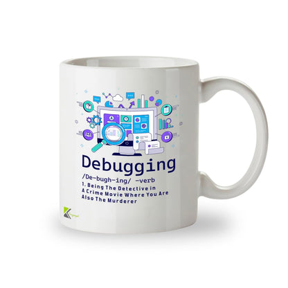 Kruzroyal DZ944 Debugging Definition Coffee Mug - Funny 11oz White Ceramic Computer Programmer Gift, IT Tech Humor, Coding & Engineering Joke Cup for Men Women