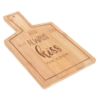 Kiss the Cook Bamboo Serving Board - Hangry-Defying Eco-Friendly Gift | Food Safe & Hand Wash | Stylish & Sustainable