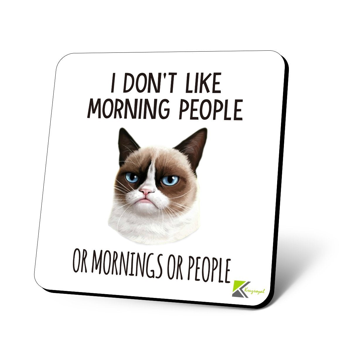 CS1005 I Don't Like Morning People or Mornings or People Novelty Funny Coffee Tea Drink Gift Glossy MDF Wooden Coaster