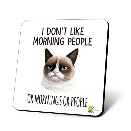CS1005 I Don't Like Morning People or Mornings or People Novelty Funny Coffee Tea Drink Gift Glossy MDF Wooden Coaster