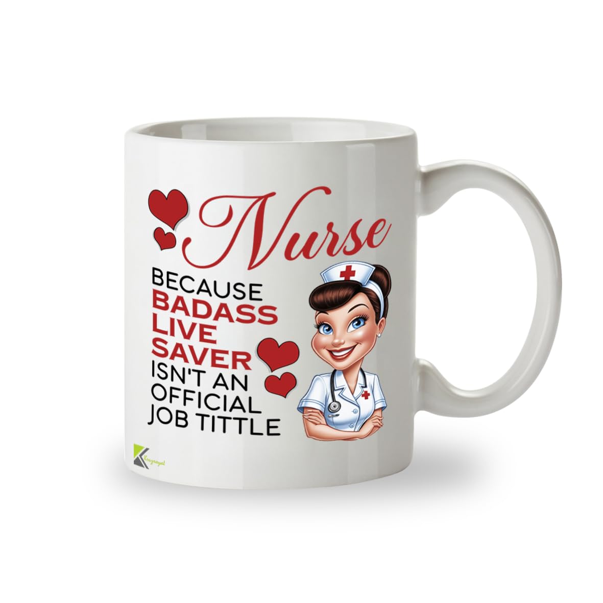Kruzroyal Funny Nurse Mug for Women - Badass Life Saver 11oz Ceramic Cup - NHS Thank You, Graduation, Leaving Gift for Nurses