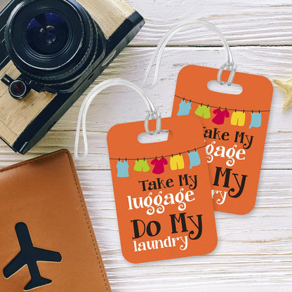 LT038 Take My Luggage do My Laundry Novelty Funny Unique Designer Gift Glossy Plastic Suitcase Luggage Tag