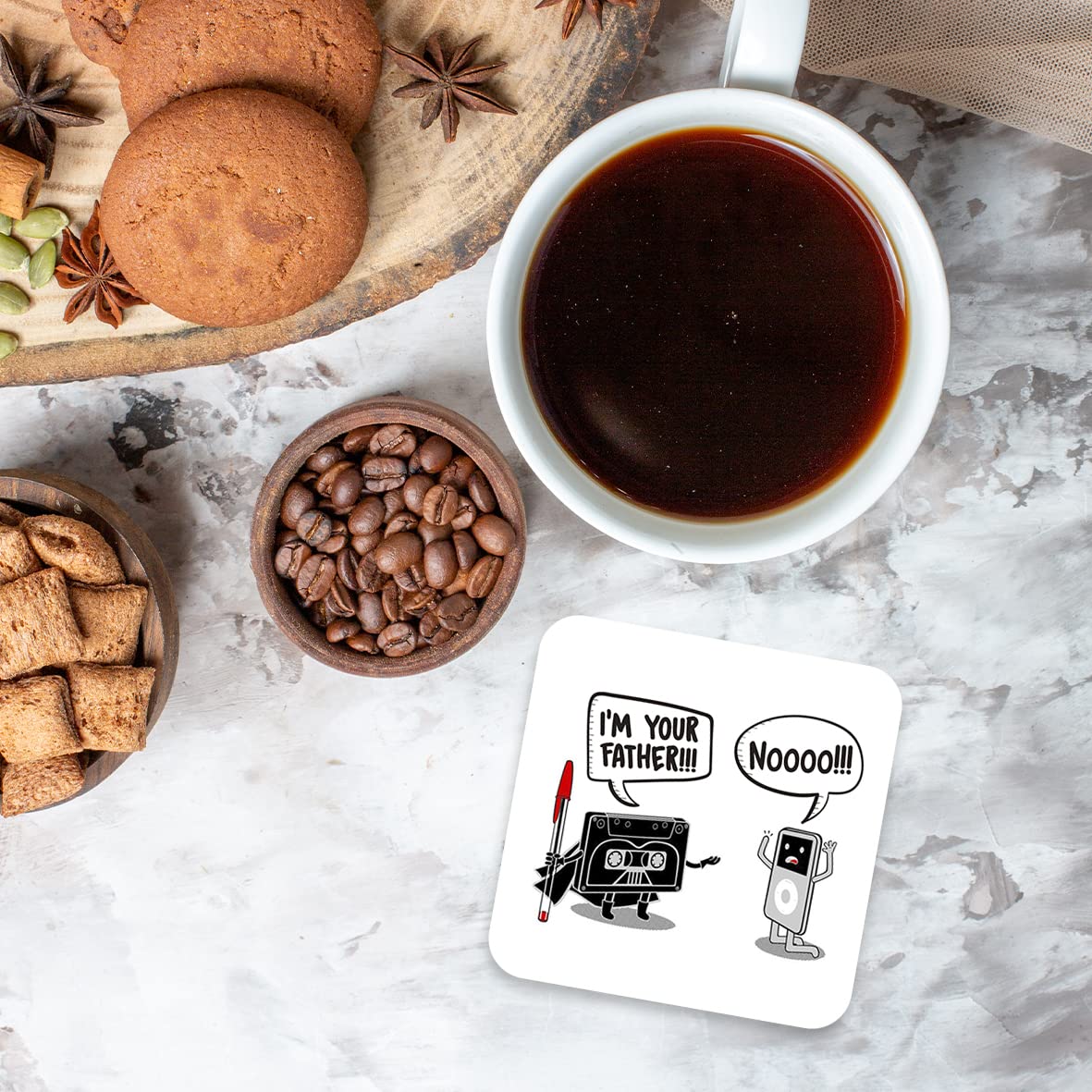 CS700 I'm Your Father (Cassette to mp3 Player) Old Days Novelty Funny Coffee Tea Drink Gift Glossy MDF Wooden Coaster