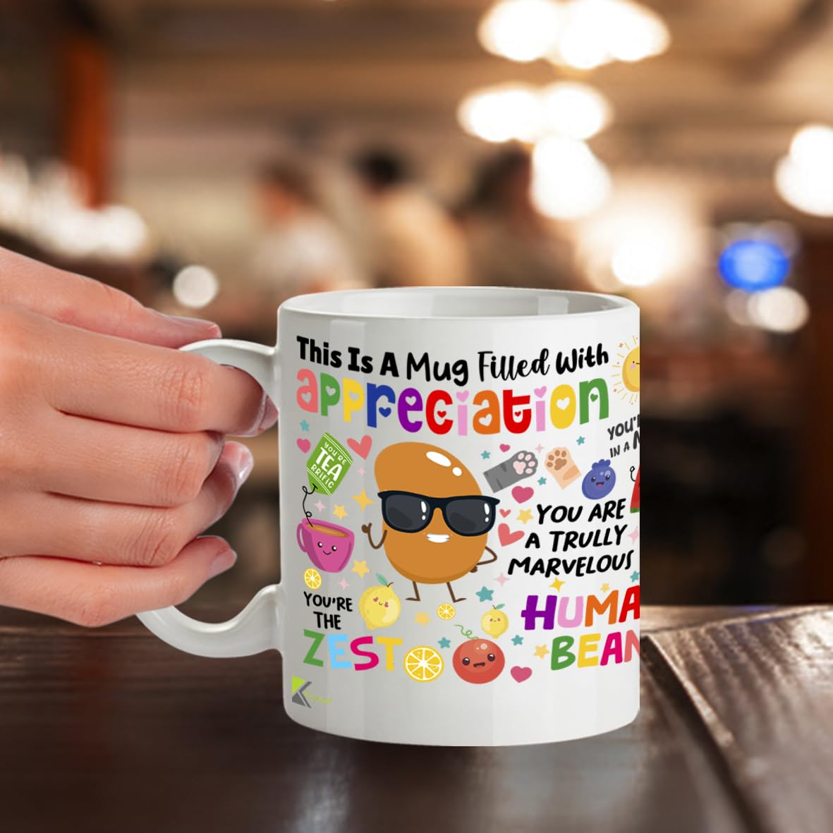 Kruzroyal Appreciation Mug 11oz | Funny Thank You Gift for Colleague, Teacher, Friends, Boss | Inspirational Ceramic Coffee Cup with Food Puns | Dishwasher & Microwave Safe