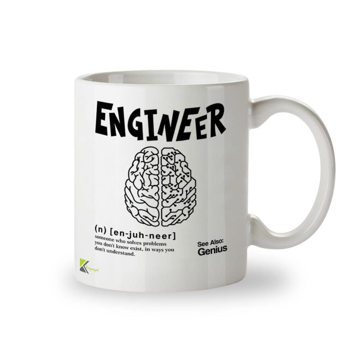 Kruzroyal Funny Engineer Mug Definition See Also Genius - 11oz Ceramic Coffee Tea Cup Gift for Engineers Students Coworkers - Dishwasher Microwave Safe STEM Novelty Present