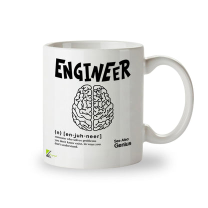 Kruzroyal Funny Engineer Mug Definition See Also Genius - 11oz Ceramic Coffee Tea Cup Gift for Engineers Students Coworkers - Dishwasher Microwave Safe STEM Novelty Present
