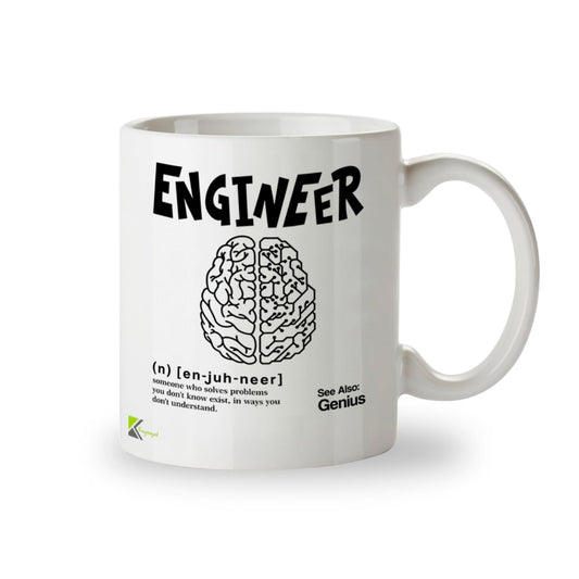 Kruzroyal Funny Engineer Mug Definition See Also Genius - 11oz Ceramic Coffee Tea Cup Gift for Engineers Students Coworkers - Dishwasher Microwave Safe STEM Novelty Present