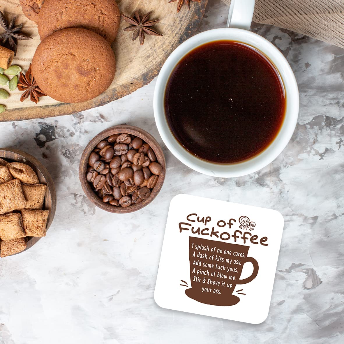 CS713 Cup of fu*koffee/Adult Novelty Funny Coffee Tea Drink Gift Glossy MDF Wooden Coaster