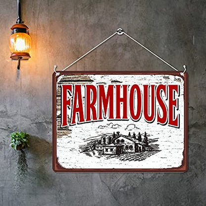 Kruzroyal MP414 Farmhouse Sign Funny Novelty Retro Vintage Metal Wall Sign Plaque 20cm x 15cm