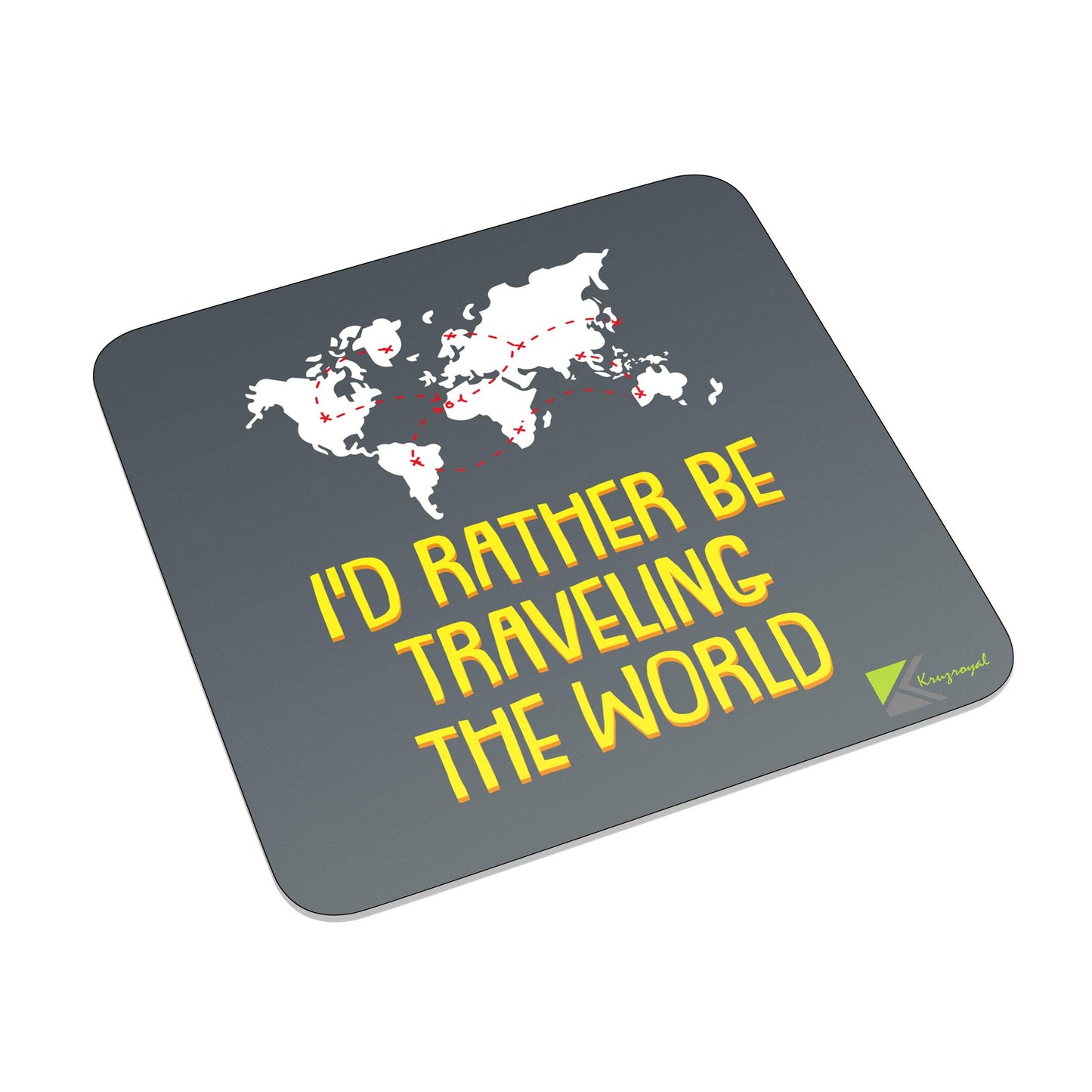 FM037 I'd Rather be travelling the world Novelty Funny Idea Glossy Metal Square Fridge Magnet