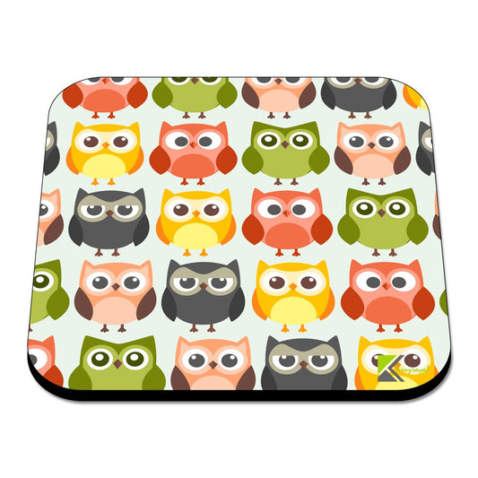 CS599 Colourful Owl Bird Night Novelty Funny Coffee Tea Drink Gift Glossy MDF Wooden Coaster