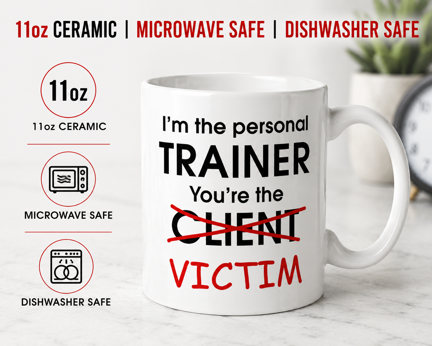 Kruzroyal Funny Personal Trainer Mug, Novelty Coffee Cup, Gym Gift for PT, Fitness Coach