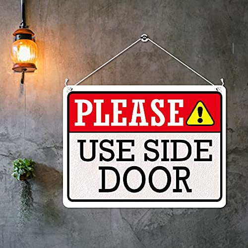 Kruzroyal MP408 Please use side door Funny Novelty Retro Vintage Metal Wall Sign Plaque 20cm x 15cm