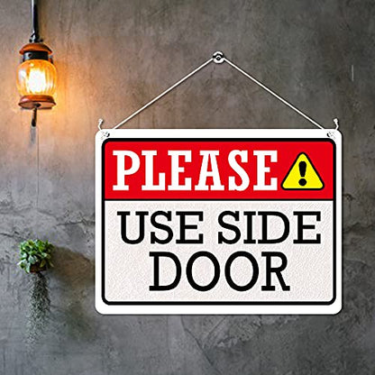 Kruzroyal MP408 Please use side door Funny Novelty Retro Vintage Metal Wall Sign Plaque 20cm x 15cm