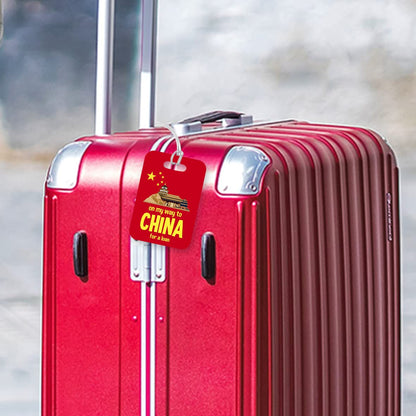 LT008 On My Way to China for a Loan Novelty Funny Unique Designer Gift Glossy Plastic Suitcase Luggage Tag