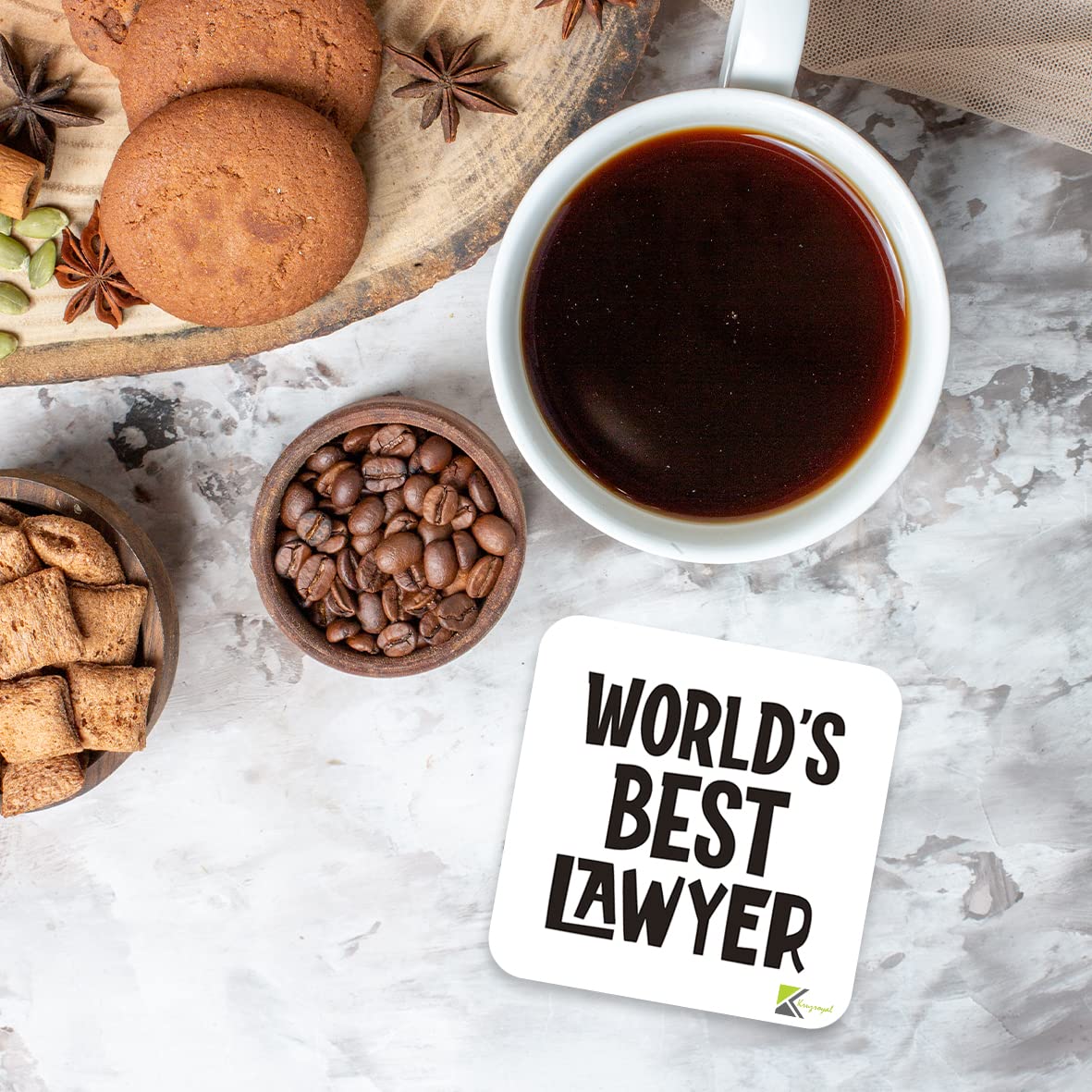 WB034 World's Best Lawyer MDF Wooden Coaster by Kruzroyal | Gift for Lawyer | Unique Novelty Present | 9cm x 9cm | Coffee Tea MDF Wooden Coaster