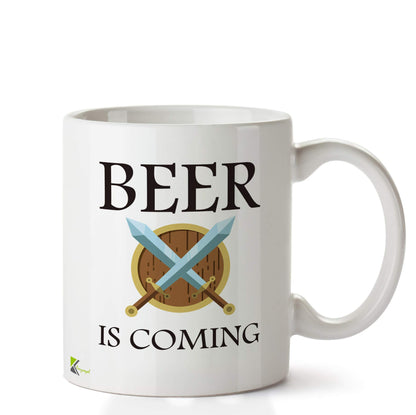 Kruzroyal DZ680 Beer is Coming Funny Novelty Great Gift Idea Coffee Tea Ceramic Mug