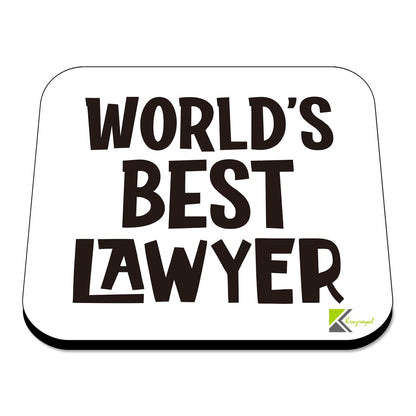 WB034 World's Best Lawyer MDF Wooden Coaster by Kruzroyal | Gift for Lawyer | Unique Novelty Present | 9cm x 9cm | Coffee Tea MDF Wooden Coaster