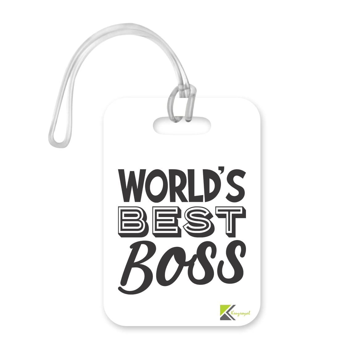 LT412 World's Best Boss Novelty Funny Unique Designer Gift, Suitcase, Glossy Plastic Luggage Tag for Boss