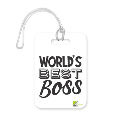 LT412 World's Best Boss Novelty Funny Unique Designer Gift, Suitcase, Glossy Plastic Luggage Tag for Boss
