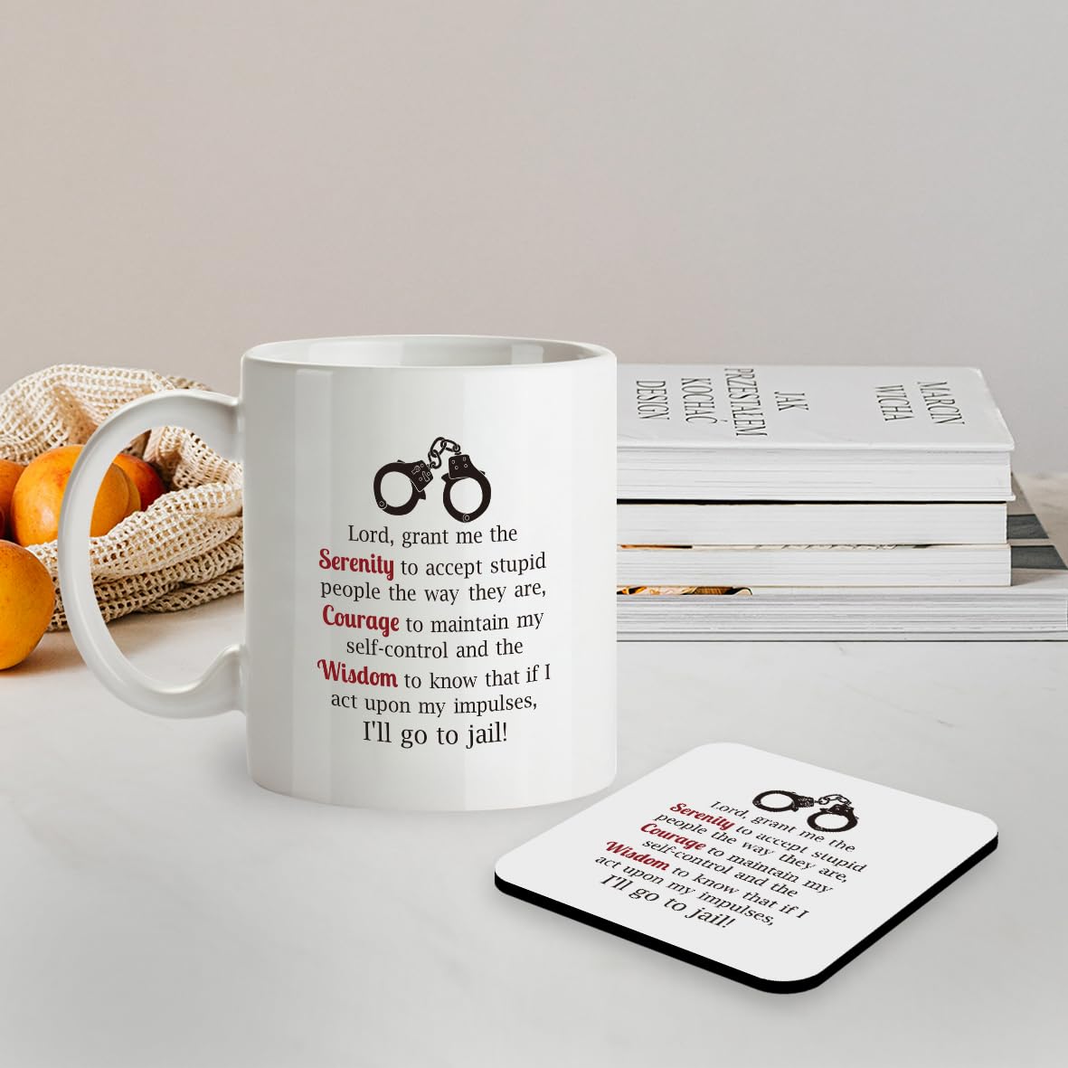 SM074 Lord,grant me the Serenity to accept stupid people the way they are,Courage to maintain my self-control and the Wisdom to know that if i act upon my impulses - 11OZ Mug & Matching Coaster Set