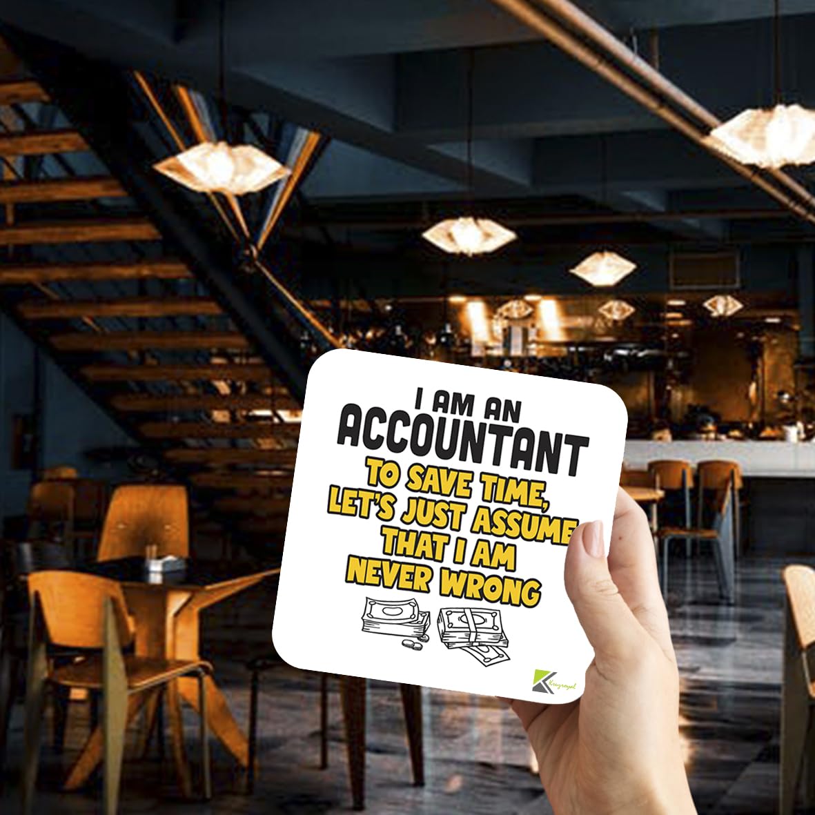 CS307 I am an Accountant to Save time, Let's just Assume That i am Never Wrong Novelty Funny Coffee Tea Drink Gift Glossy MDF Wooden Coaster