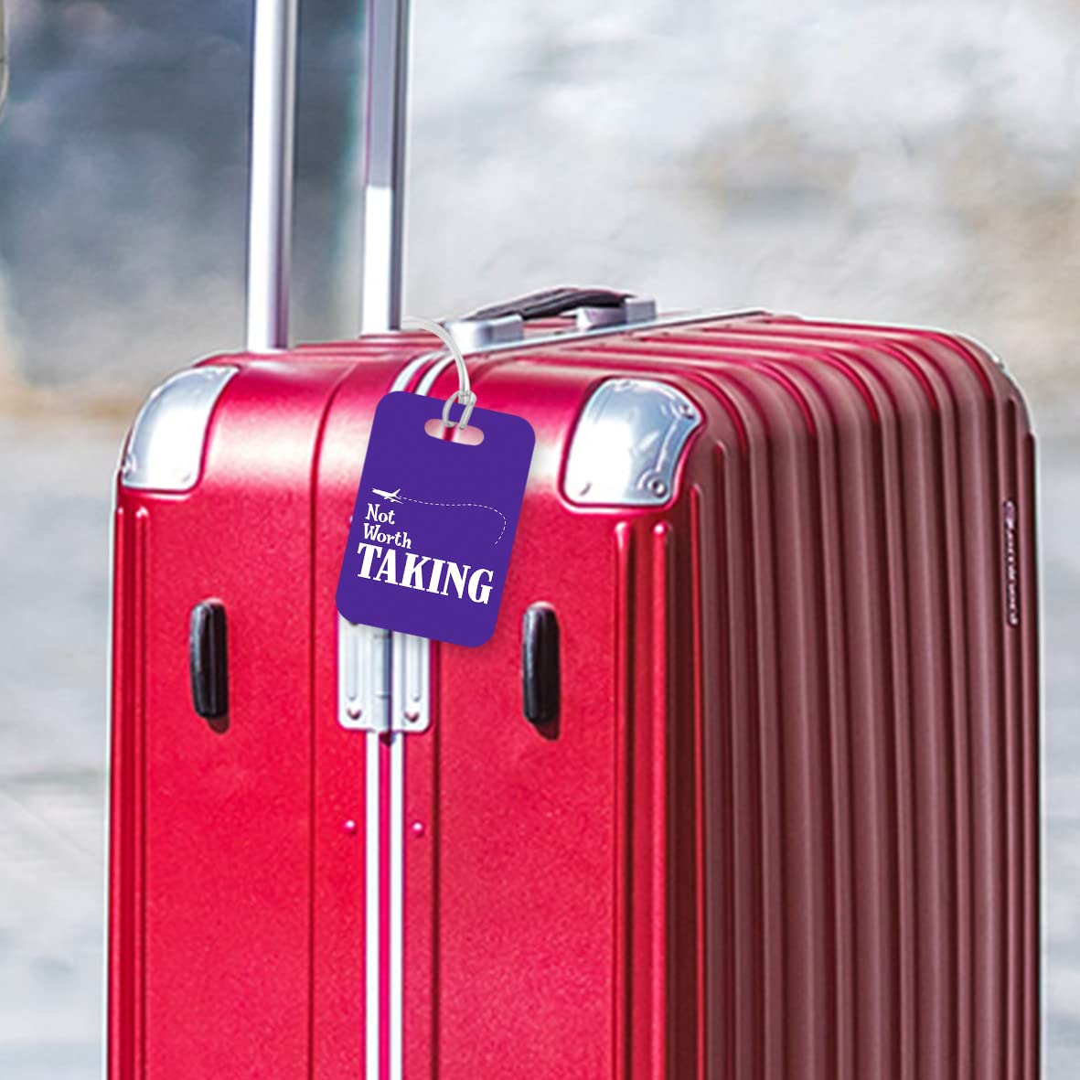 LT158 Not Worth Taking Novelty Funny Unique Designer Gift Glossy Plastic Suitcase Luggage Tag